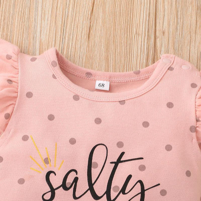 Newborn Baby Pink Cute Letter Jumpsuit