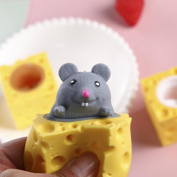 Pop Up Funny Mouse And Cheese Block Squeeze Anti-stress Toy