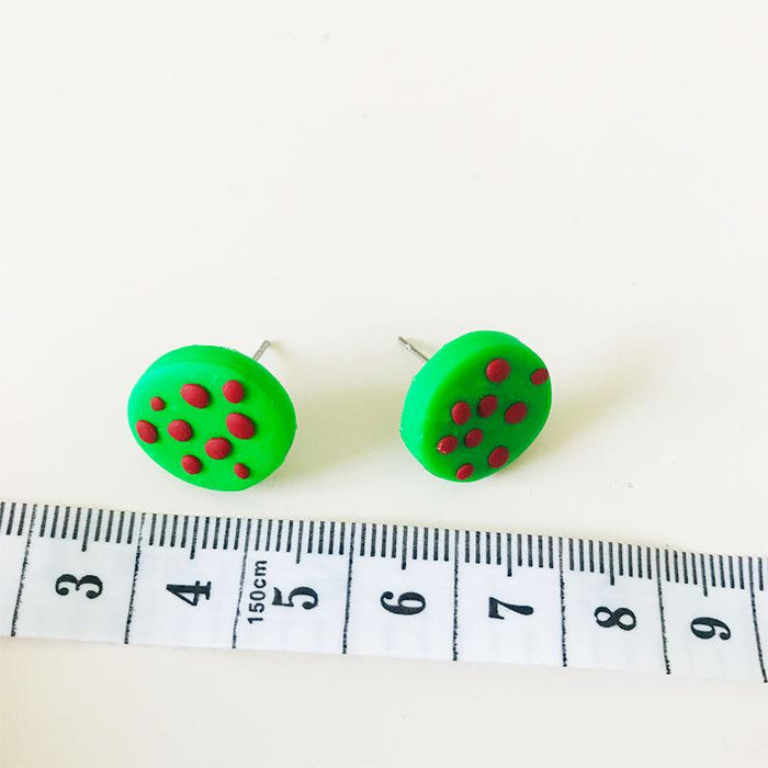 Green Gift Box Snowman Leaf Clay Knot DIY Stud Earrings