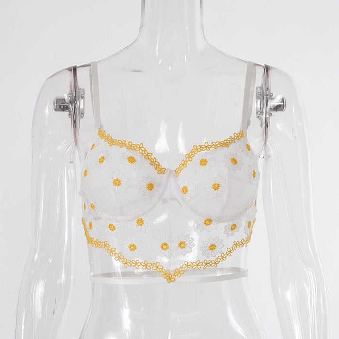 Women Embroidered Sexy Lingerie Fashion Underwear Vest Top