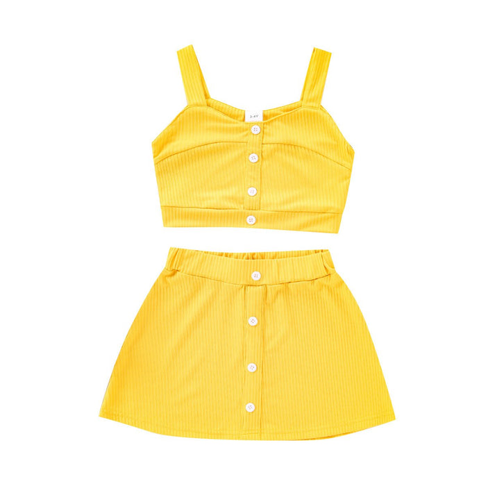 Suspender sleeveless vest blouse jacket skirt two pieces