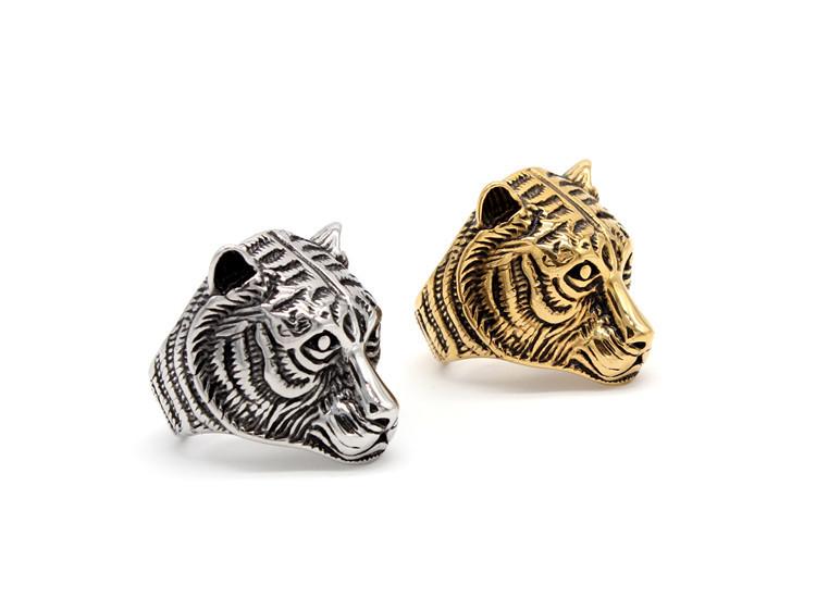 Personalized Tiger Head Men's Titanium Steel Ring Animal Ring