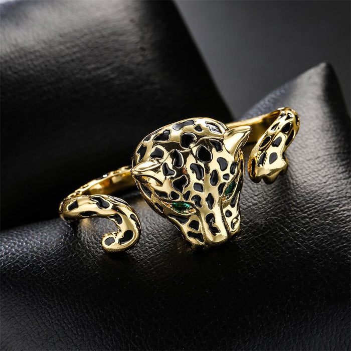 New Exaggerated Leopard Open Adjustable Gold Color Ring