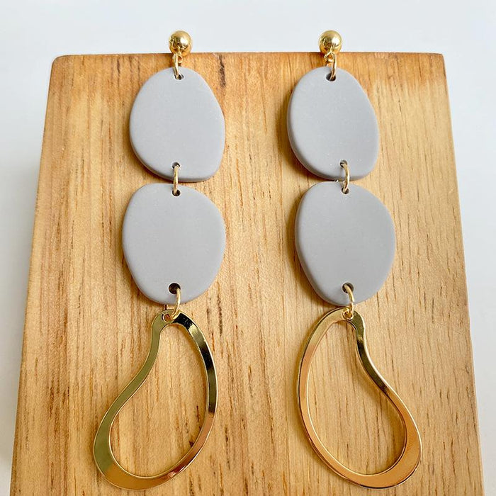 Pearl Gray Clay Soft Pottery Earrings Earrings Earrings Earrings Jewelry Irregular Geometry
