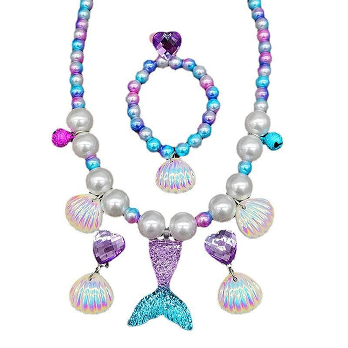 Girl Accessories Blue Pink Mermaid Jewelry Set