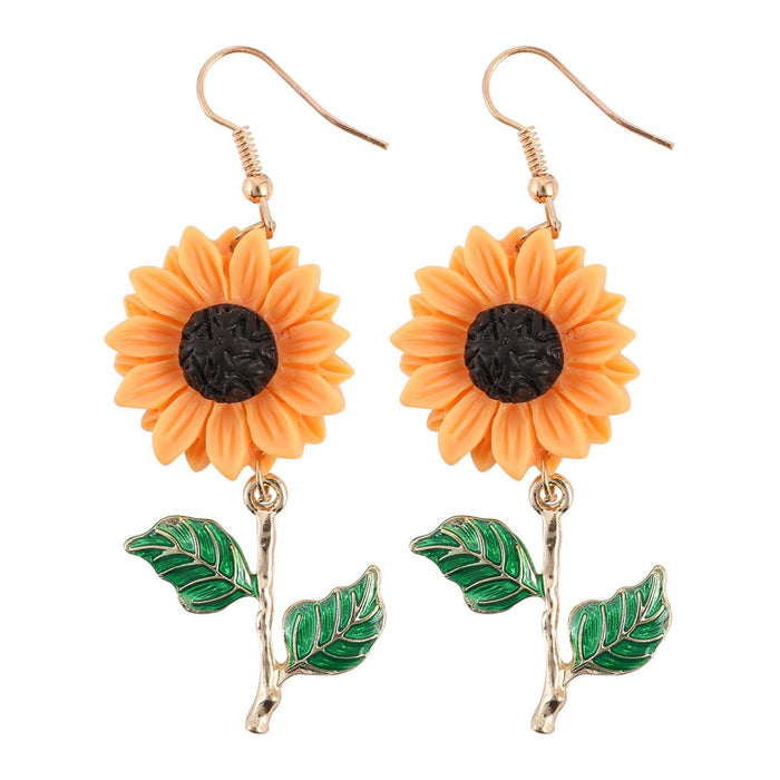 Small Fresh Resin Sunflower Earrings
