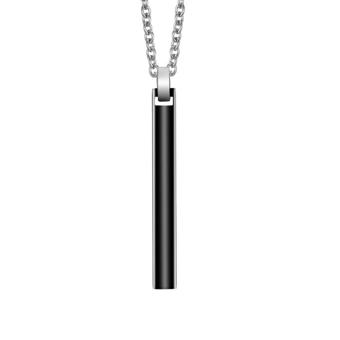 Fashion Titanium Steel Concave Cylindrical Pendant Necklace