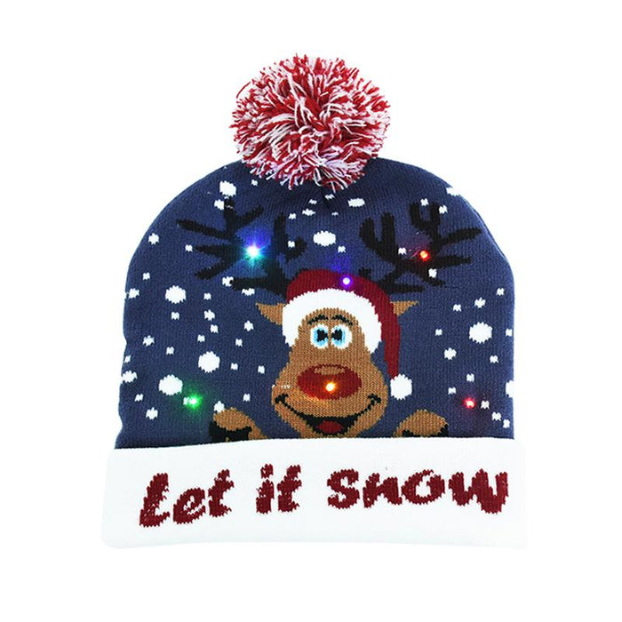 LED Christmas Beanie Christmas Light Up Knitted Hat