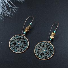 Vintage Female Disc Hollow Alloy Large Earrings Popular Accessories