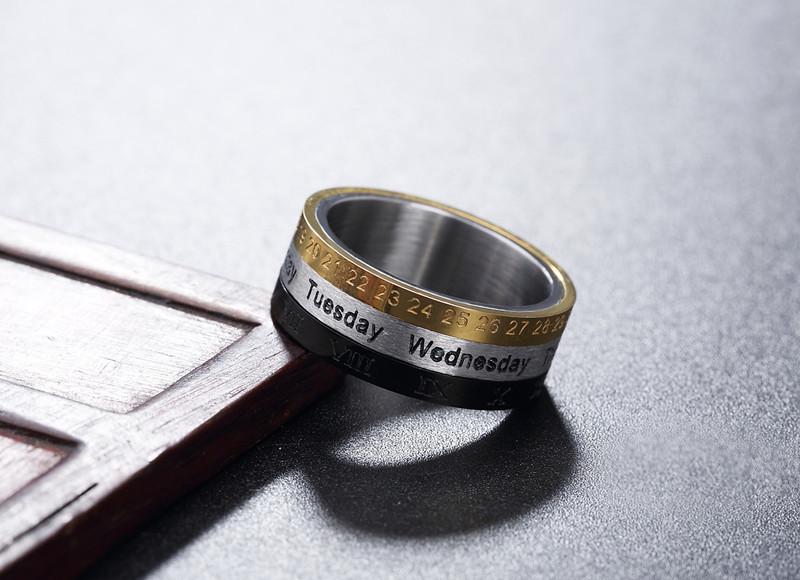 Fashion Rotation Color Gold Men's Titanium Steel Ring
