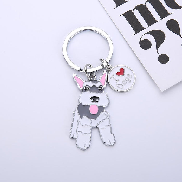 Multicolor Pet Dog Painted Zinc Alloy Keychain