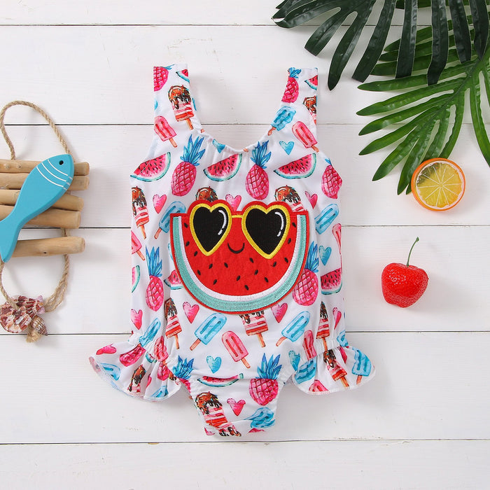 Watermelon full print sleeveless universal cute swimsuit