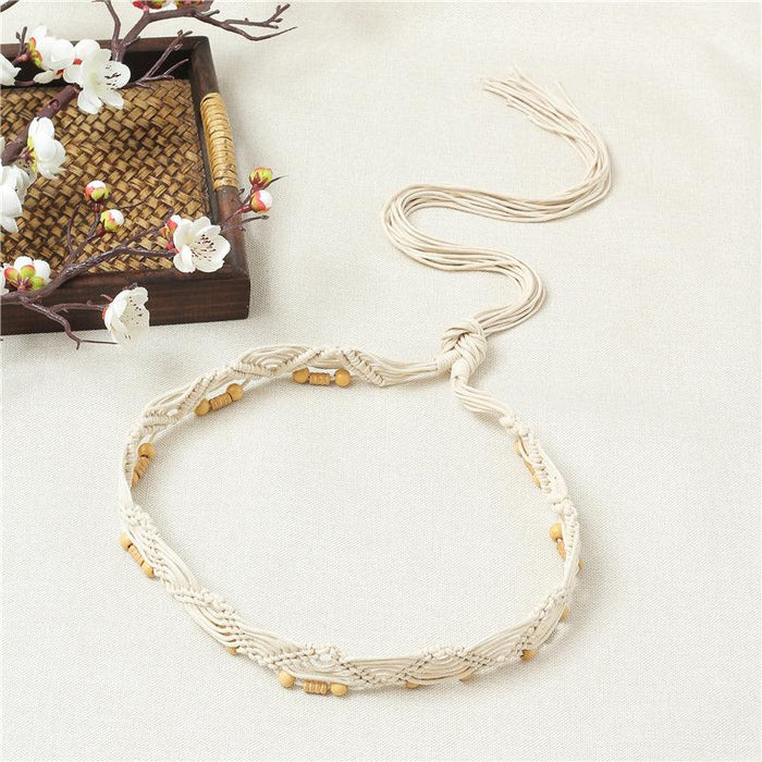 Bohemian Vintage woven national style thin belt waist chain dress decoration