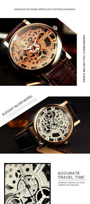Yazole Brand Business Men's Watch Fashion Luminous Unique Leisure Leather Watches