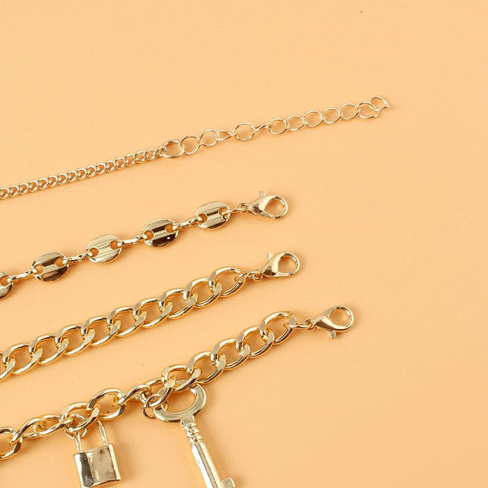 Alloy Lock Pendant Multi-layer Foot Chain Female Foot Decoration