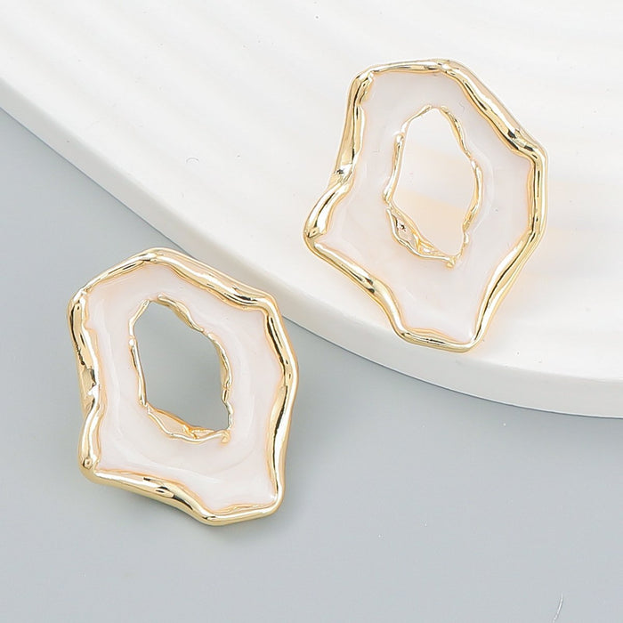 Fashionable Simple Geometric Alloy Oil Dripping Earrings