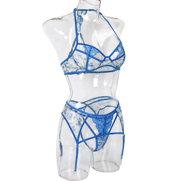 Women's Mesh Floral Stitching Underwear Sexy Lingerie Set
