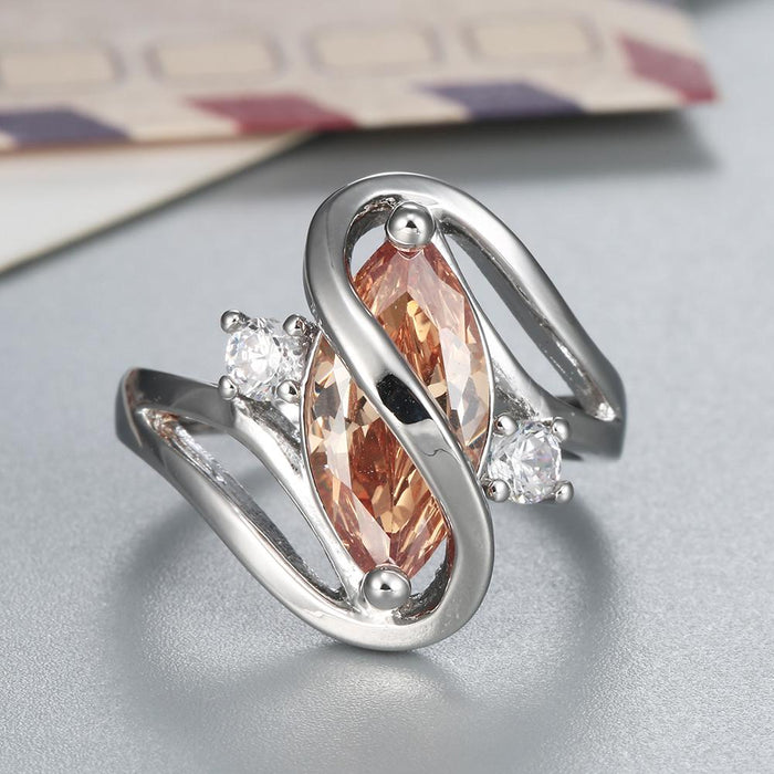 Gorgeous Women Jewelry Champagne  Zircon Bridal Rings