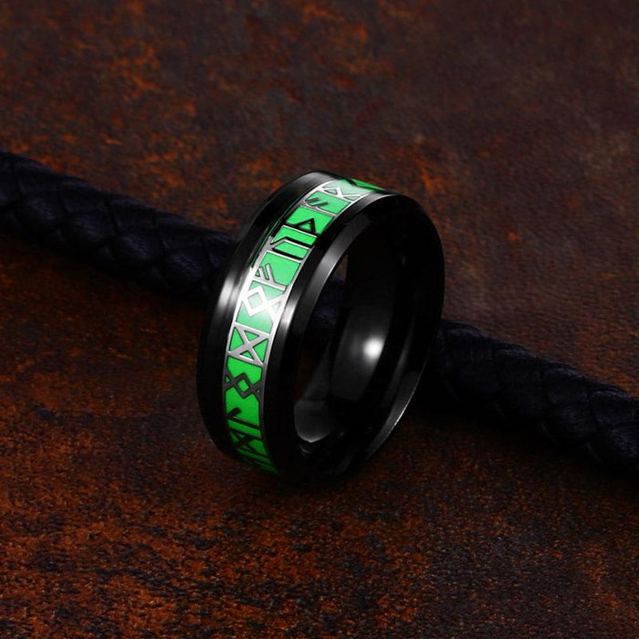 Stainless Steel Luminous Viking Letter Ring