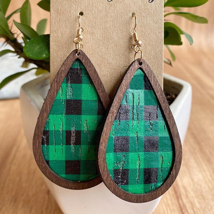 Vintage Exaggerated Bark Wood Frame Women's Earrings