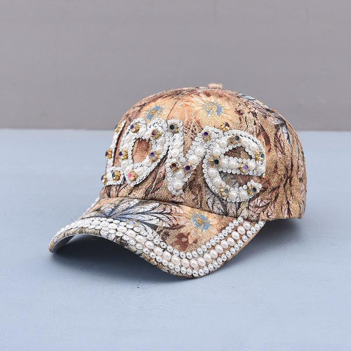 Summer Women's Maple Leaf Lace Handmade Beads Baseball Cap