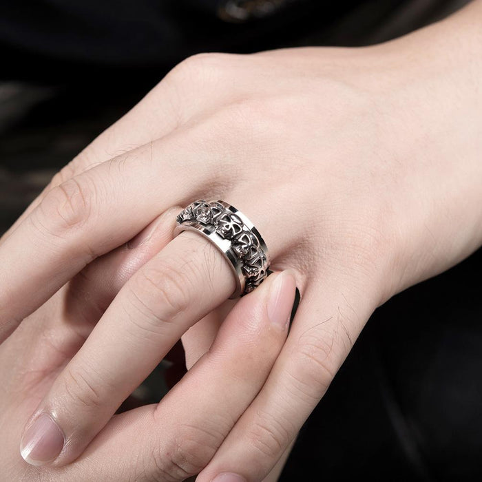 Skull Rotating Stainless Steel Couple Ring Jewelry