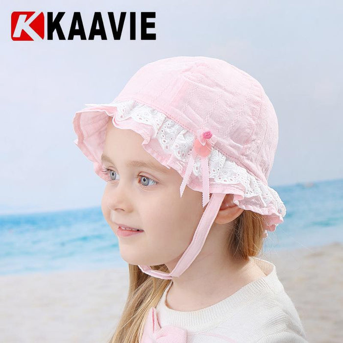Pink Lace Bow Children's Sunscreen Warm Fisherman Hat