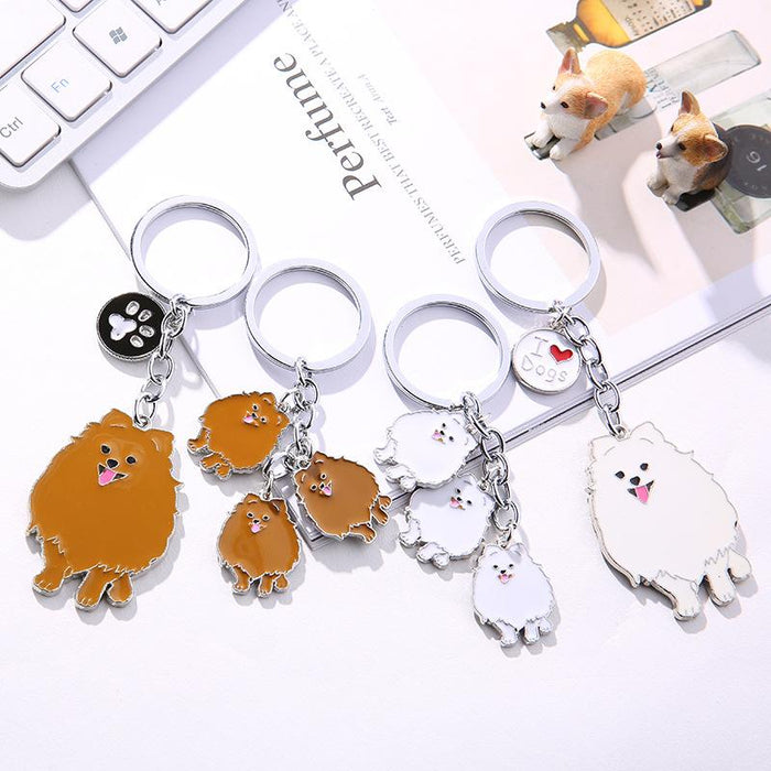 Multicolor Pet Dog Painted Zinc Alloy Keychain