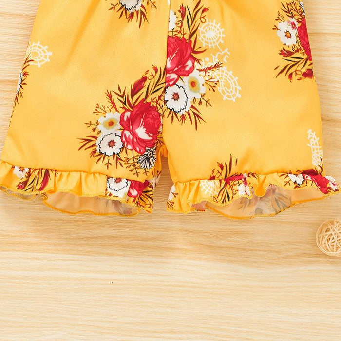 Girls Short Sleeve Printed Jumpsuit