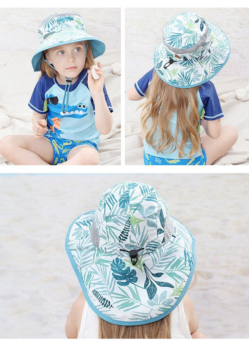 Leaf Print Uv50 + Cartoon Outdoor Shawl Hat Fisherman Hat