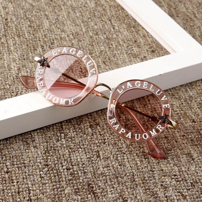 Children's letters Sunglasses round frame Retro
