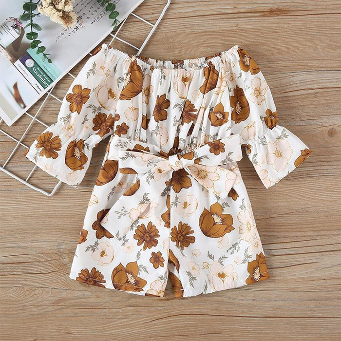 Baby Girls' Printed Short Sleeved Jumpsuit