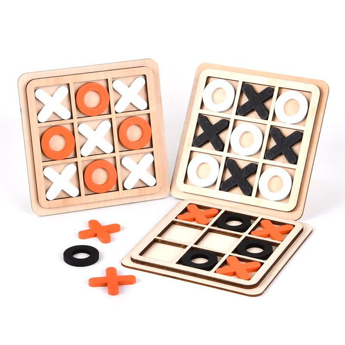 Three Series of Tic-tac-toe Chess Puzzle Nine Palace Wooden Toys (random Style)