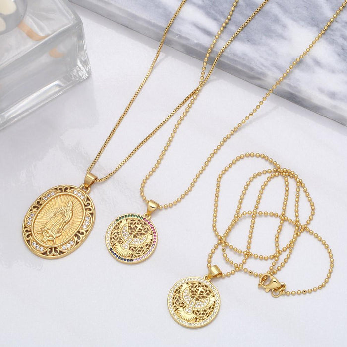 Fashion Personality Zircon Virgin Mary NECKLACE PEACE DOVE Pendant Clavicle Chain