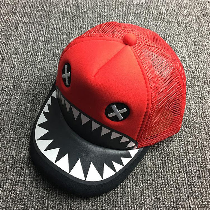 Summer Children's Cartoon Shark Sunshade Net Cap