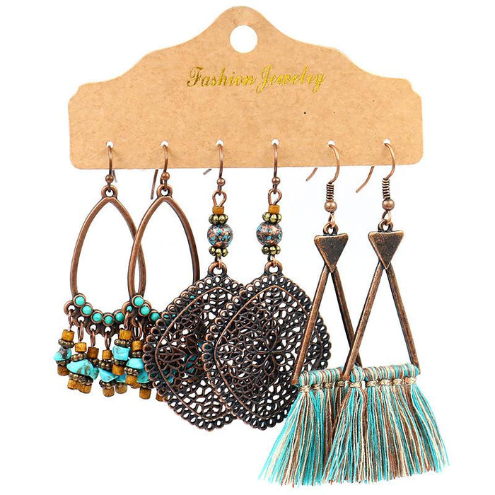 3 pairs/set Earrings Bohemian Style Jewelry X0X36193