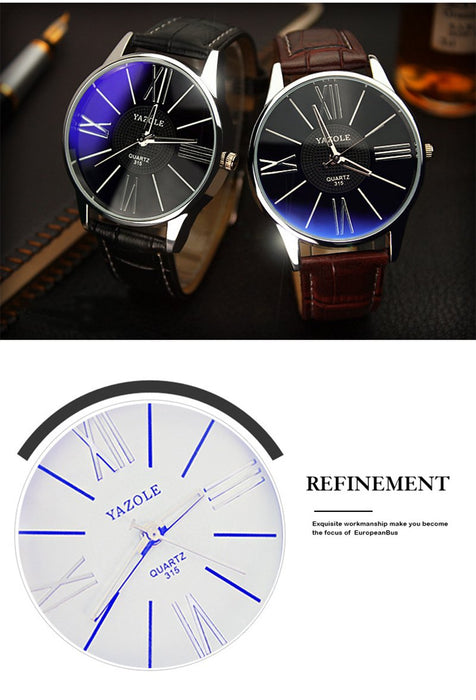 Top Brand Luxury  Yazole Watch Men Fashion Business Quartz-watch Minimalist Belt Male Watches