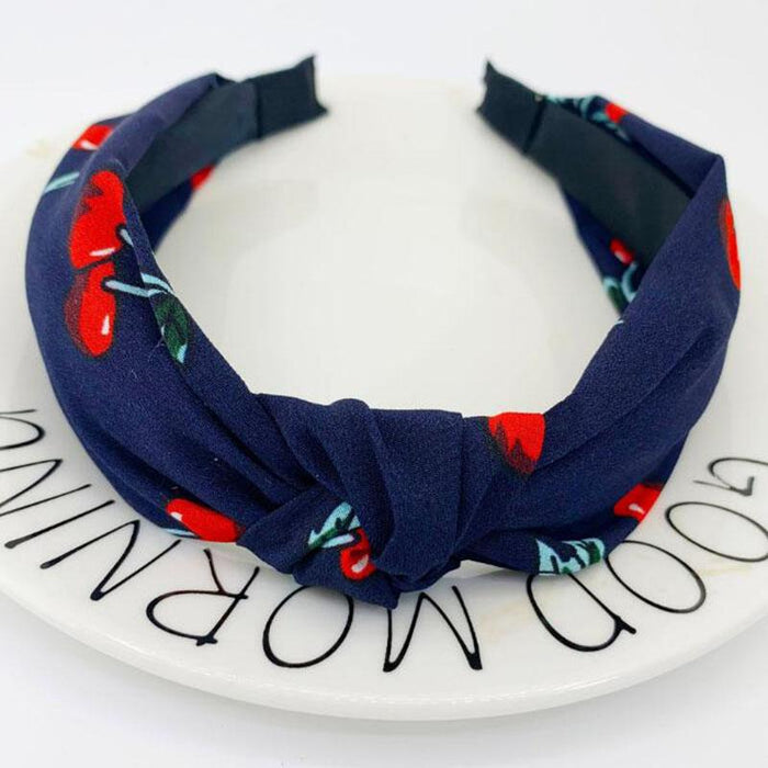 New Flower Headband Women Solid Color Knotted Hairband