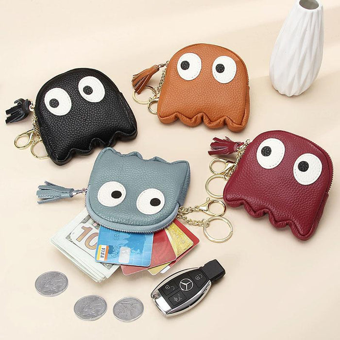 Genuine Leather Cute Monster Coin Bag