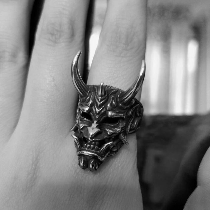 Vintage Gothic Mens Demon Anger Skull Rings