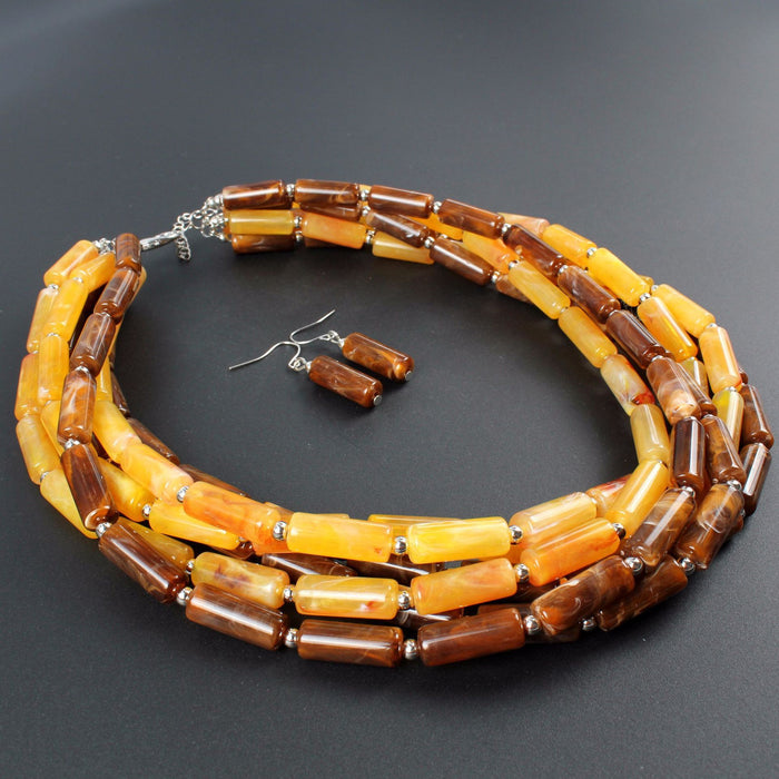 Female Jewelry Two-color Cylindrical Necklace