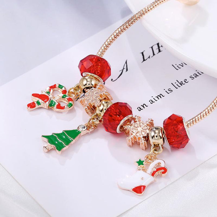 Candy Christmas Tree Pendant Snowflake Beaded Bracelet
