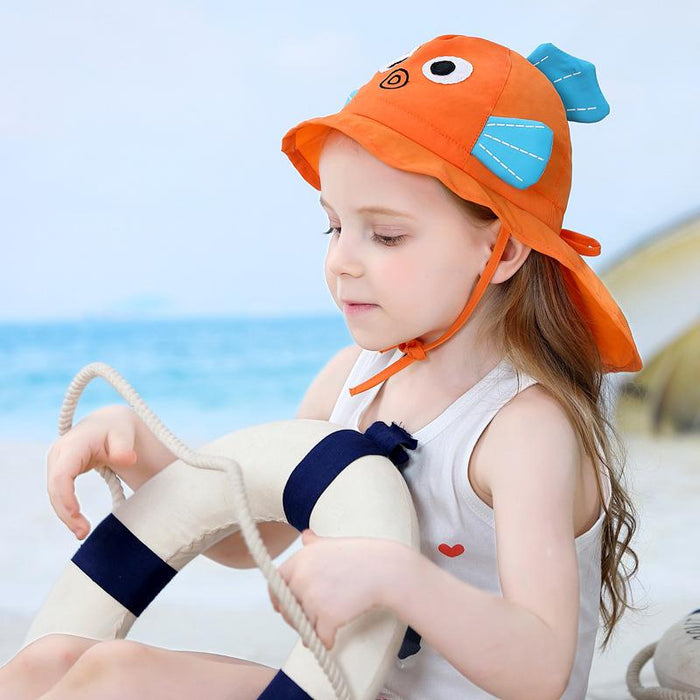 Children's Uv50 + Summer Sunscreen Cartoon Shawl Hat