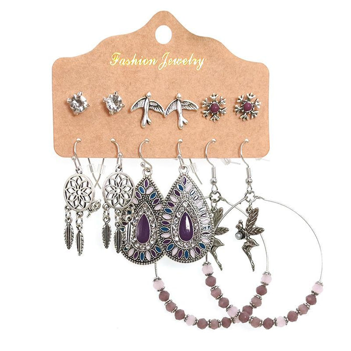 Dreamnet Heart Jewelry Set of 6 Pairs of Earrings