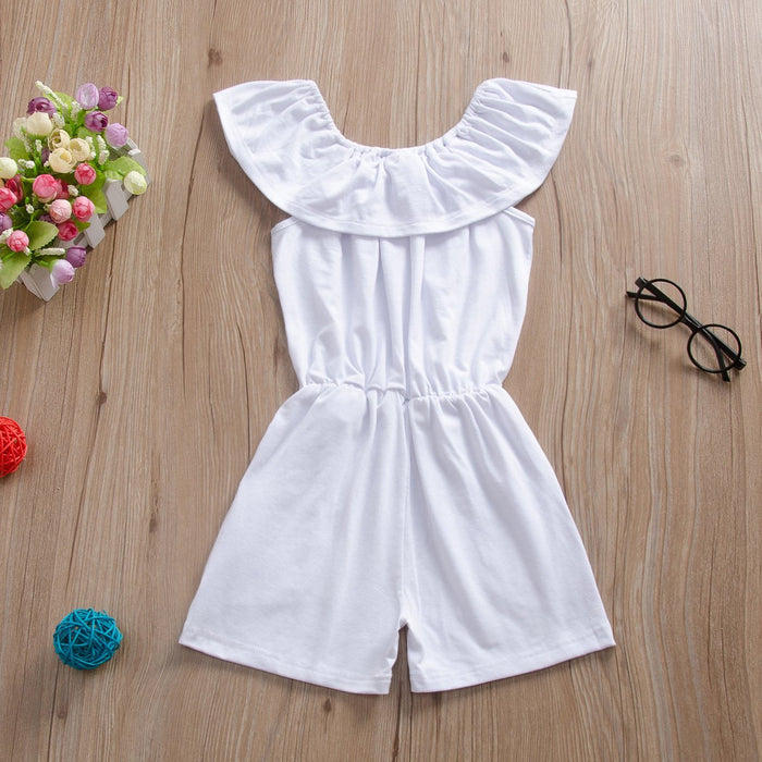 Solid colour lotus leaf collar Jumpsuit sleeveless Jumpsuit