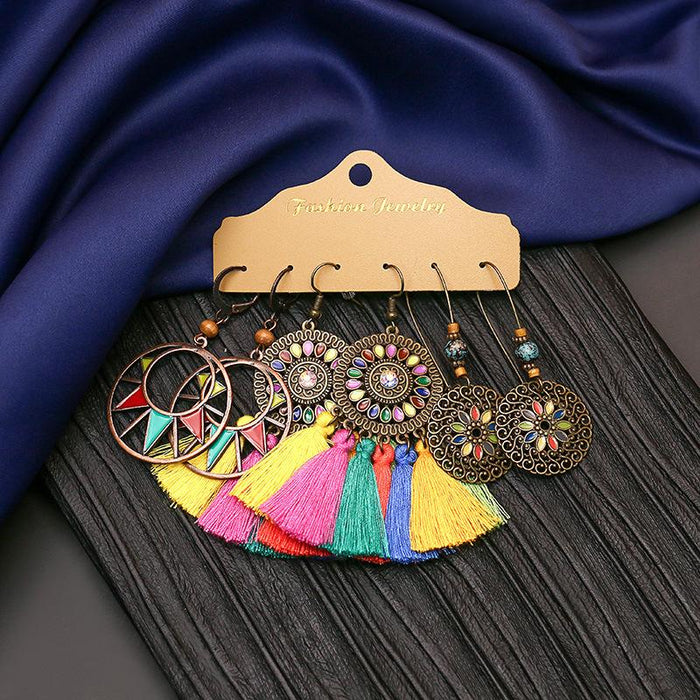 3 pairs/set Earrings Bohemian Style Jewelry X0X36218
