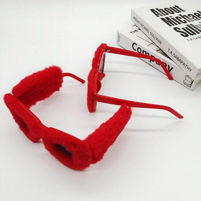 Performance Decorative Red Plush Sunglasses Funny Hats