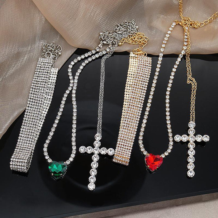 Simple Fashion Water Drop Love Cross Pendant Necklace