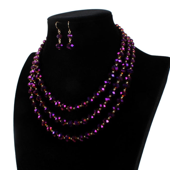 Women's jewelry retro multi-layer exaggerated Glass Crystal Necklace