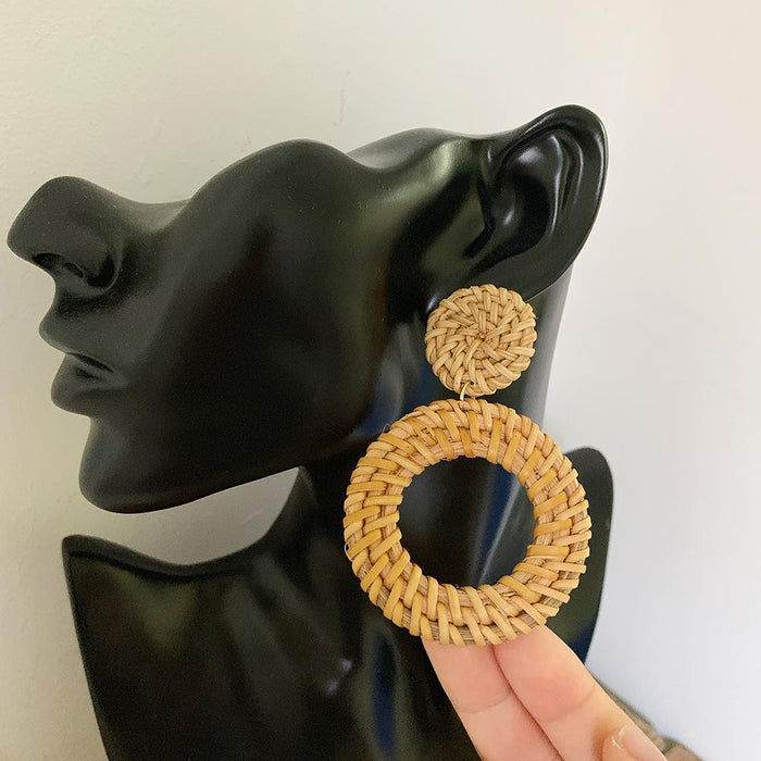Bohemian Long Handmade Rattan Tassel Earrings